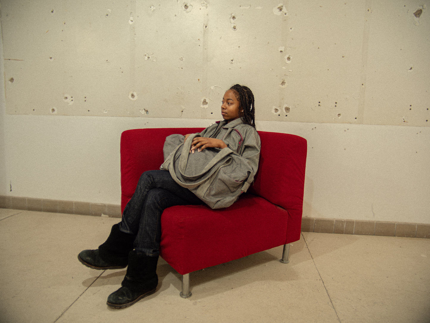 RHIW DUFFLE BAG (Grey & Pink)